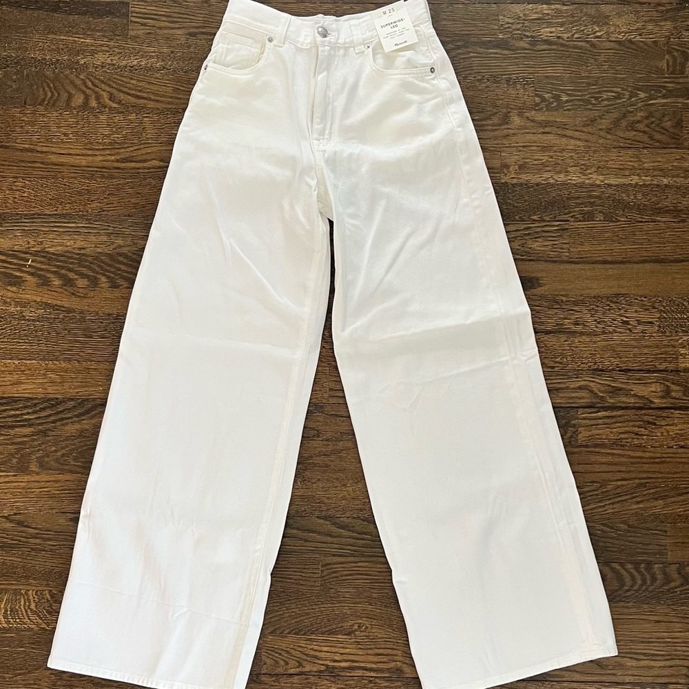 BNWT Madewell Women's White Superwide-Leg Jeans